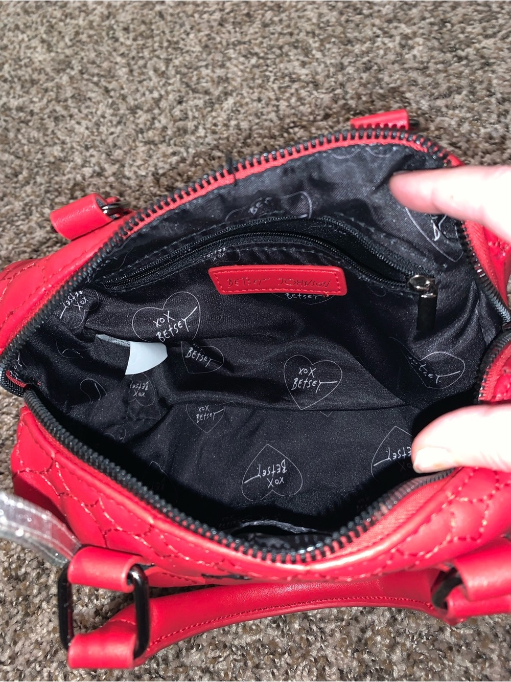 Betsey Johnson Red Quilted Heart Satchel with Detachable Strap - Picture 5 of 7